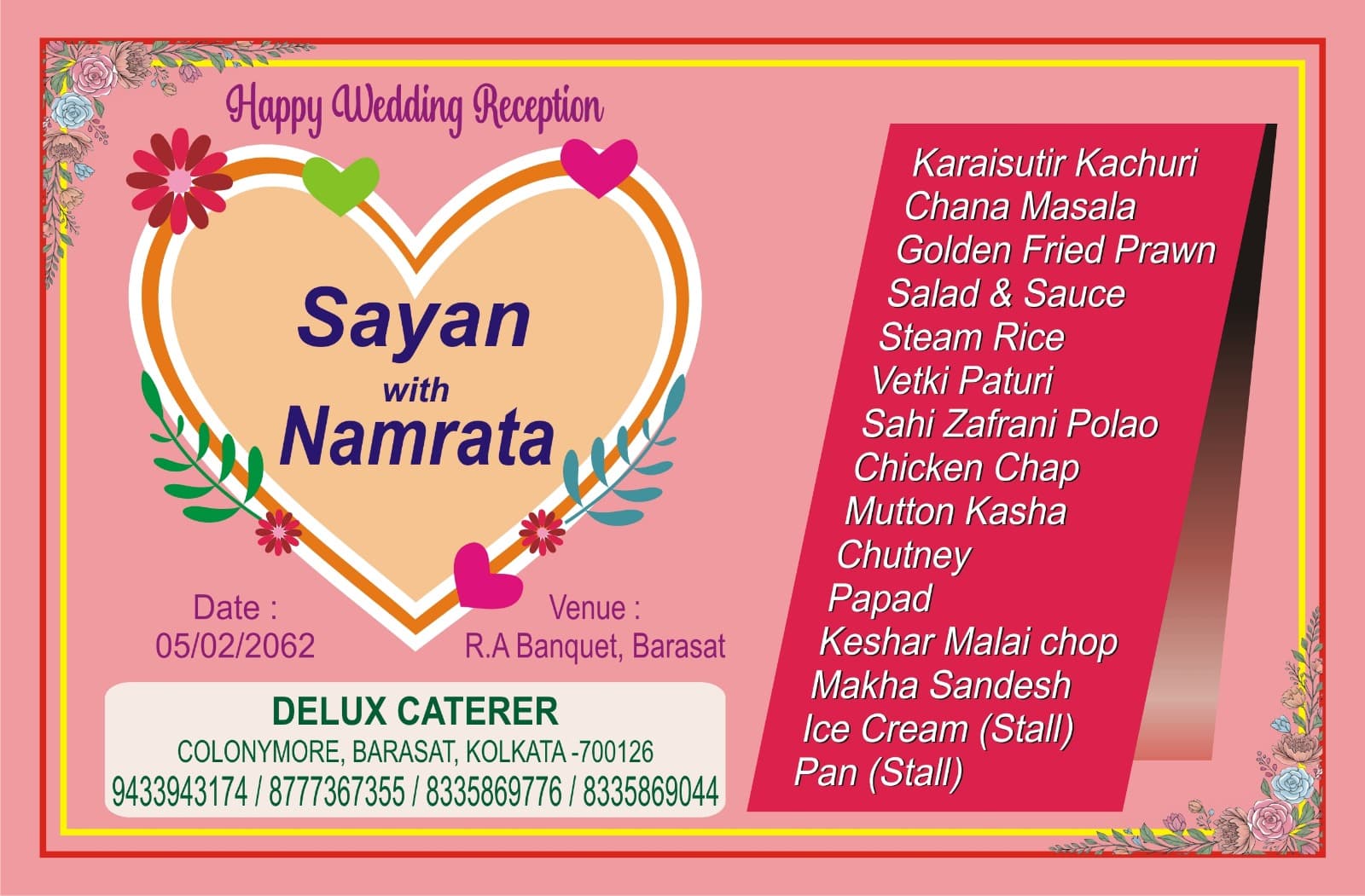 Wedding menu card 8